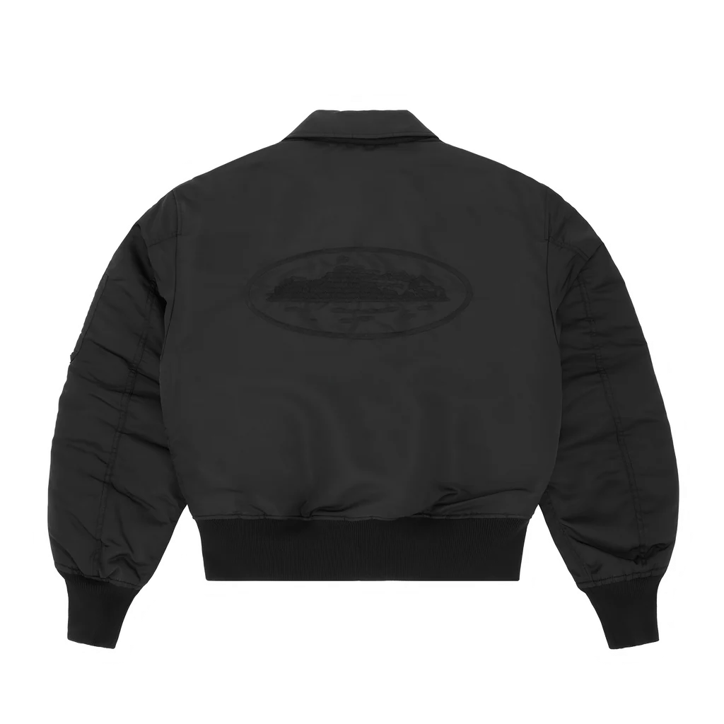 Corteiz Logo Bomber Down Noir Jacket || 33% OFF