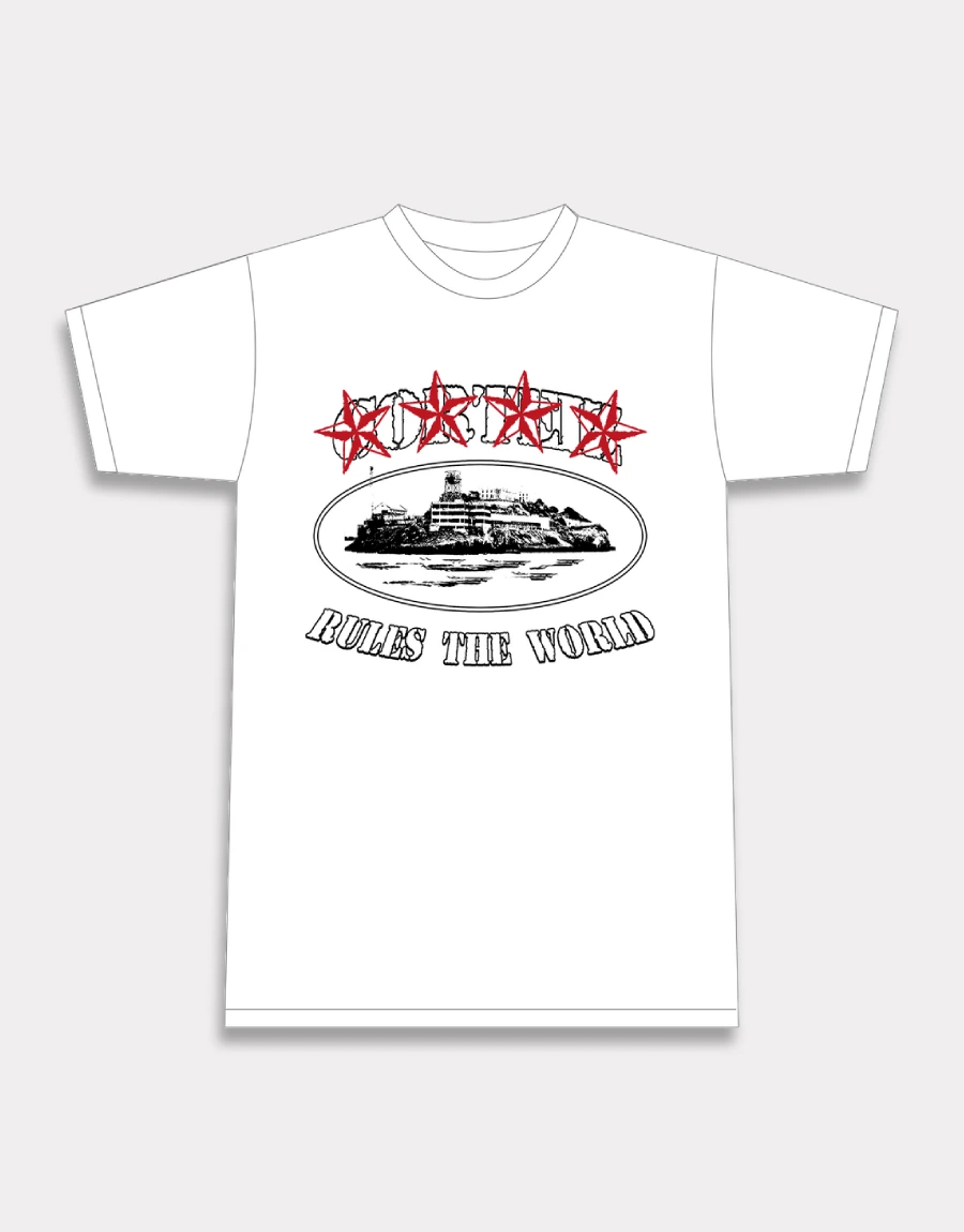 Corteiz Alcatraz Logo 4Starz Blanc T-Shirt