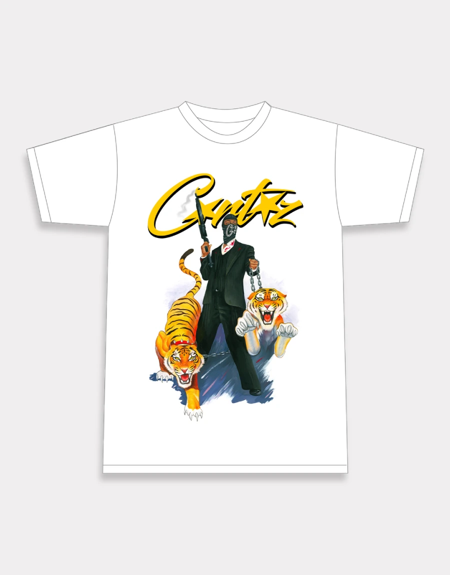 Corteiz Alcatraz Logo Scareface Blanc T-Shirt