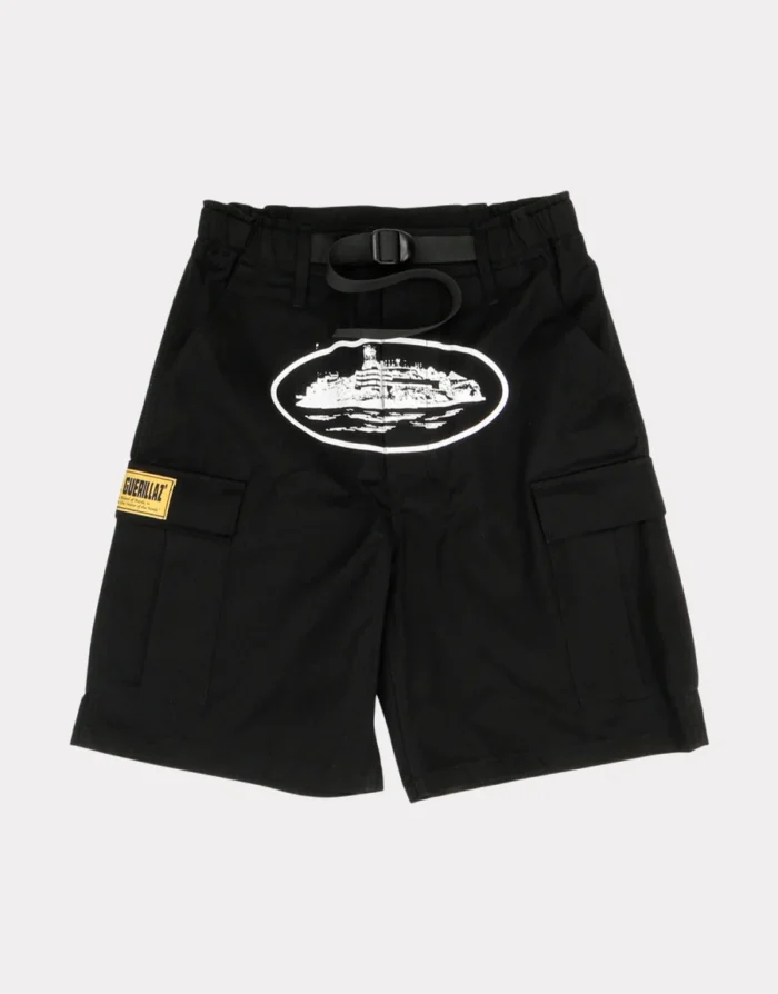 Corteiz Alcatraz Logo Cargo Noir Shorts